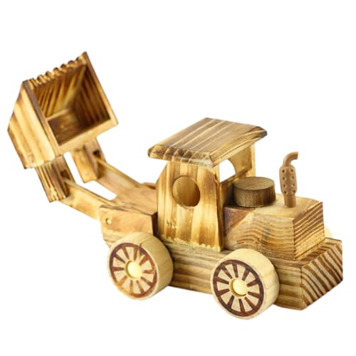 BESTonZON Bulldozer-Modell Desktop- Maschine Cartoon-Schwamm Spaß trendiges Band holzspielzeug Kindergeburtstag Auto tragbares Pushdozer-Modell hölzern von BESTonZON