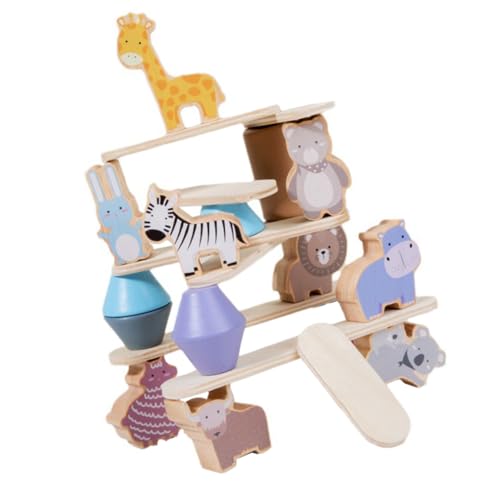 BESTonZON Buntes Holz Tierspielzeug Balancespiel Stapelspiel für Pädagogisches zur Kreativität Geduld Vielseitiges Lernspielzeug für Eltern Junge Mädchen Aktivitäten von BESTonZON
