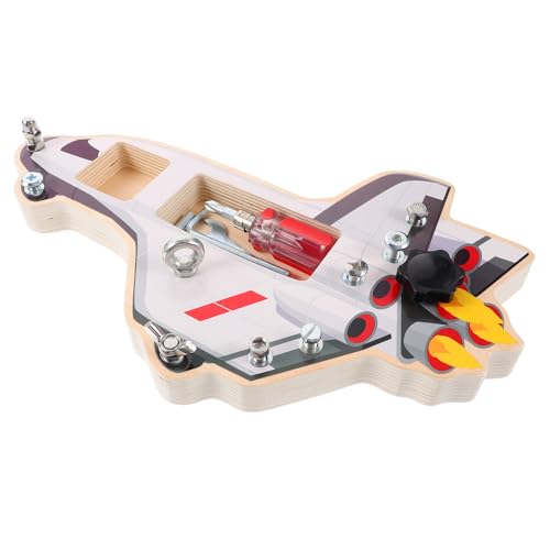 BESTonZON Busy Board Holzspielzeug Spaceship Form Interaktives Lernspielzeug für Jungen und Mädchen Montessori Activity Board mit Schrauben zum Zerlegen Motorische und Kognitive Entwicklung von BESTonZON