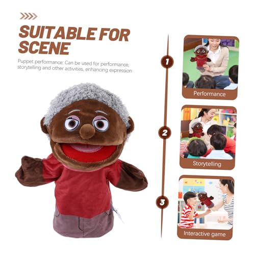 BESTonZON Cartoon Handpuppe Großmutter Plüsch Handspielzeug für Familienrolle Storytelling Handpuppe Weiches DIY zur Sprachförderung Motoriktraining von BESTonZON
