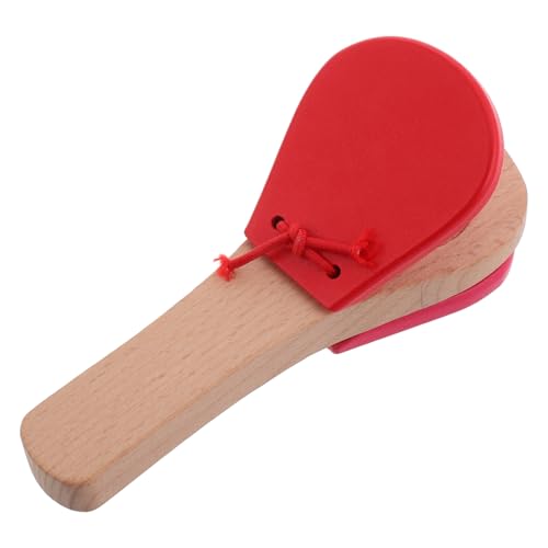 BESTonZON Castagnetten mit Langem Griff aus Holz Orff Musikinstrument für Junge Mädchen und Kleinkinder Robust und Sicher für Musikunterricht und Festspiele in Rot von BESTonZON