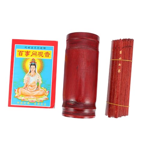 BESTonZON Chinesische Buddhistische Divinationsstäbchen mit Holzstäbchen und Anleitung Einzigartiges Wahrsage Spiel für Familie Tempel und Freizeitspaß Tiefrotes Design von BESTonZON