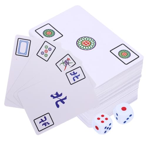 BESTonZON Chinesisches Mahjong Kartenspiel mit Würfeln Tragbares Party Reise Spiel Zubehör Leichtes Langlebiges Mahjong Karten Kit für Camping Familie Outdoor von BESTonZON
