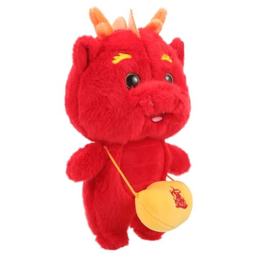 BESTonZON Chinesisches Neujahrs Plüschdrache Weicher Stofftier Drache mit Anzug Glücksbringer zum Drachenjahr Dekoratives Kissen und für Familie und Freunde von BESTonZON
