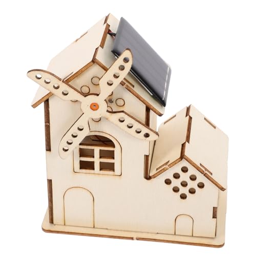 BESTonZON DIY Solar Windmühle Bausatz aus Holz Leichtes Solar Kit für Einfach zu Montierendes Wissenschaftsexperiment Fördert Praktische Fähigkeiten und Erneuerbare Energieverständnis von BESTonZON