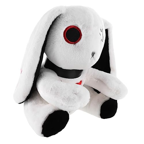 BESTonZON Dark Rebirth Kaninchenpuppe Plüschtierpuppe Halloween Lustiges Geschenk Mall Dekoration Halloween-Gothic-Kaninchen Geburtstag Süße Kuscheltiere Füllung Weiß Hase Pp Baumwolle von BESTonZON