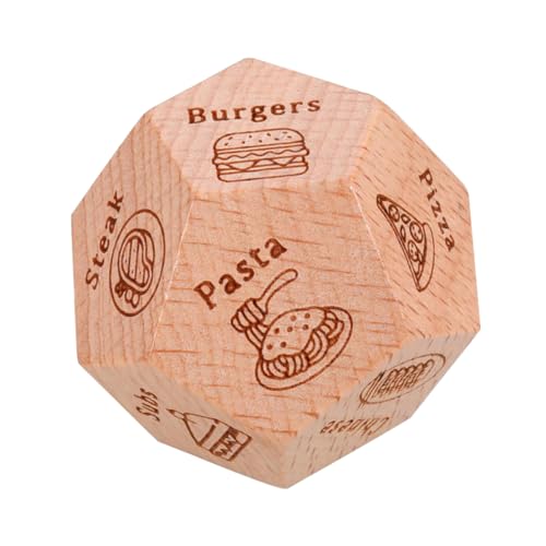 BESTonZON Das Essen Bestimmt Das Sieb Abendessen-entscheidungswürfel Essenswürfel Aus Holz Viel Entscheidungswürfel Mehrseitige Würfel Nacht-Date-würfel Taschenwürfel Light Brown Hölzern von BESTonZON