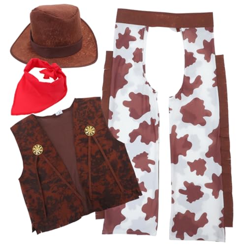 BESTonZON Denim -Themenkleidung Western-Kostümzubehör Kleinkind Junge verkleiden sich Party verkleiden westliche Partygeschenke Halloween -Kostüm Cowboy-Outfit für Männer Western Hut Plastik von BESTonZON