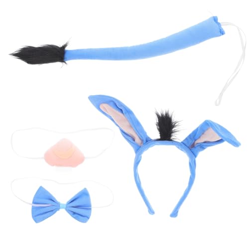 BESTonZON Donkey Kostüm Tierkostüm Zubehör mit Ohren Haarreif Nase und Fliege Atmungsaktiv Bequem für Damen Karneval Party Verkleidung von BESTonZON