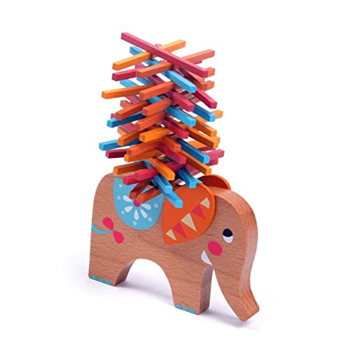 BESTonZON Elefanten-Bausteine Kinder holzspielzeug mit Spass Lernen Spielset aus Holz Schwebebalken Bausteine ​​Elefant Holzbausteine hölzern Blöcke Spielzeugset Eltern-Kind Bambus von BESTonZON