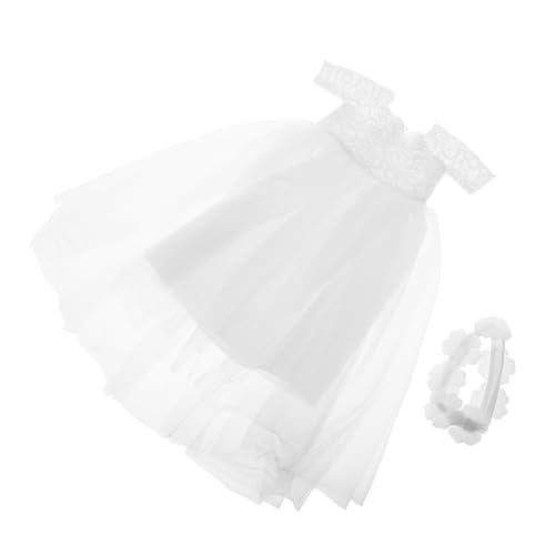 BESTonZON Elegantes Puppen Hochzeitskleid für Puppen mit Spitzen und Perlenverzierung Detailreiches Brautkleid Perfektes für Mädchen und Sammler Weiße Brautmode von BESTonZON