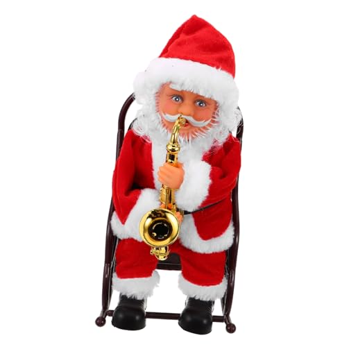 BESTonZON Elektrische Weihnachtsmann Figur mit Musik und Schaukelrollstuhl Buntes Weihnachts Tisch Regaldekoration Langlebige Xmas-deko für Festliche Stimmung und Kinderspaß von BESTonZON