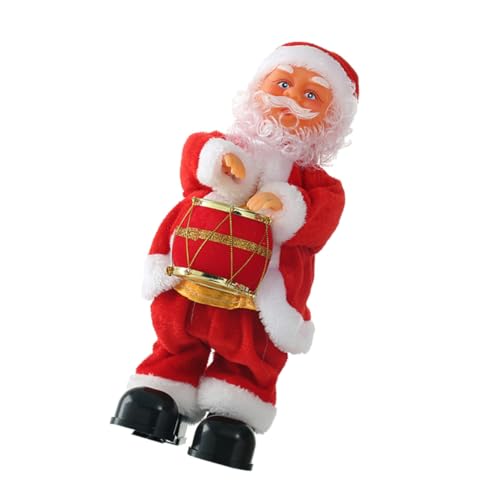 BESTonZON Elektrischer Weihnachtsmann mit Musik und Trommelfunktion Bewegliche Beine Kompakte für Tischdekoration Festliche Weihnachtsdekoration für Party von BESTonZON