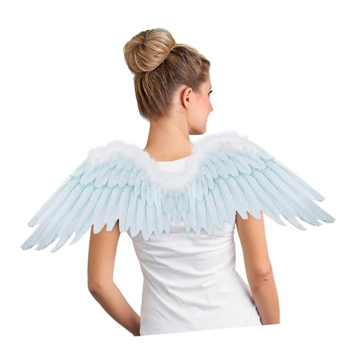 BESTonZON Engelsflügel Engel-Halloween-Kostüm Dämonenflügel Engelskostüm Halloweenkostüm Engel-Outfit Halloween Costume Halloween Kleidung Halloween-Requisite Cosplay-Flügel Vlies Weiß von BESTonZON