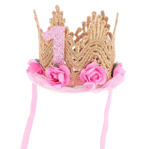BESTonZON Erster Geburtstag Krone Hut für Sanftes Design Bequemes Tragen für Fotos und Feiern Zartem Rosa für Ersten Geburtstag von BESTonZON