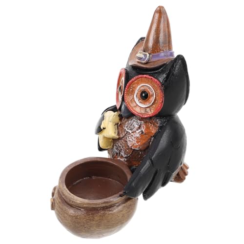 BESTonZON Eulen Kerzenhalter Ornamente Halloween Eulen Dekorationen Schwarzer Halloween Kerzenständer Garten Halloween Kerzenständer Dekoration Outdoor Tierfigur Kerzenhalter von BESTonZON