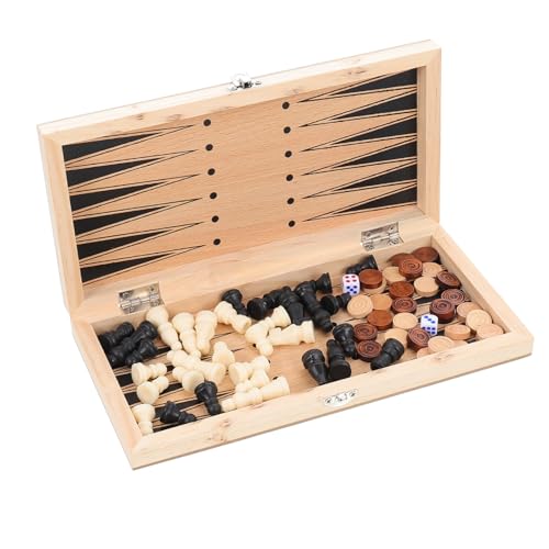 BESTonZON Faltbares Schachspiel Aus Holz Für Erwachsene Inkl Schachfiguren Und Checkers Brettspiel Kompakt Für Unterwegs BESTonZON Faltbares Schachspiel Aus Holz Für Erwachsene Inkl Schachfiguren Und Checkers Brettspiel Kompakt Für Unterwegs von BESTonZON
