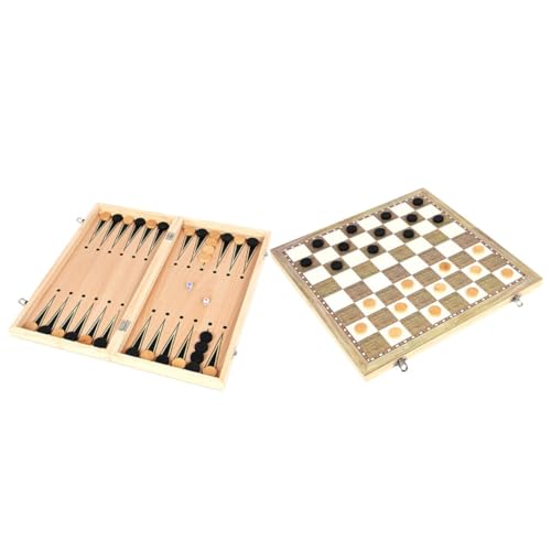 BESTonZON Faltbares Schachspiel Multifunktionales Tragbares Schachbrett Leichtes Klappbares Holzspiel für Schach Anfänger und Junge Mädchen Geeignet für Indoor und Outdoor von BESTonZON