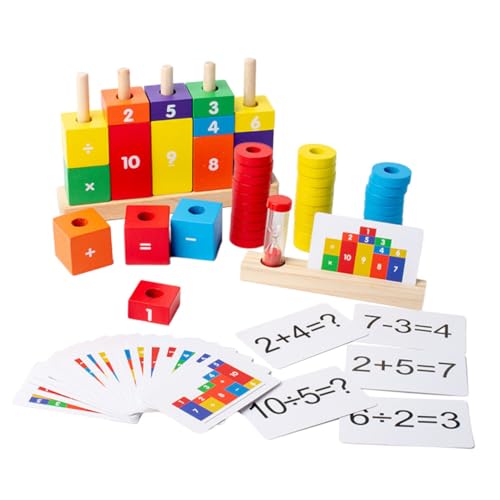 BESTonZON Farbenfrohes Lernspielzeug Holzbausteine für Jahre Mathematische Zahlenblöcke zur Kognitiver Fähigkeiten Hand Auge Koordination und Zahlenverständnis Montessori Inspiriert von BESTonZON