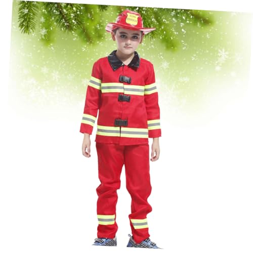 BESTonZON Feuerwehrmann Uniform Cosplay Kostüm Für Jungen Und Mädchen Feuerwehrmann Outfit Für Fasching Halloween Und Bühnenauftritte XL von BESTonZON