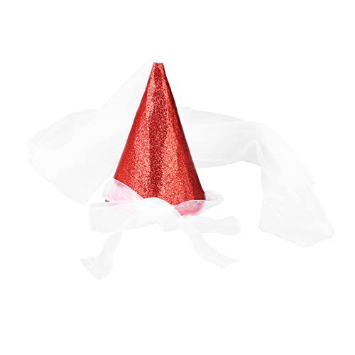 BESTonZON Geburtstagshut Geburtstag Kopfbedeckung Kopfschmuck Zum Geburtstag Kindergeburtstagsmütze Party-kopfbedeckung Geburtstag Hut Geburtstagsmützen Aus Stoff Rot Glitzertuch von BESTonZON
