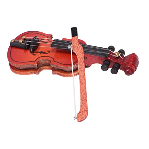 BESTonZON Geigenmodell Puppenhauszubehör kleine Geige Mini-Zubehör Violine Zubehör für Puppenhäuser modellhaus modelbauwerkzeuge playmobilhaus Mini-Geigen Requisiten fotografieren Holz Brown von BESTonZON