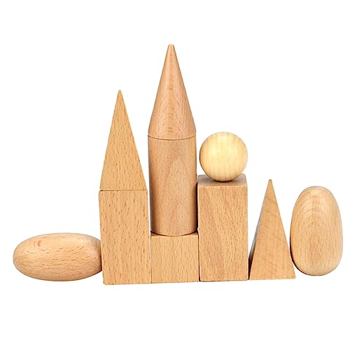 BESTonZON Geometrisches Kind Bausteine Lustiges Kinderspielzeug Pädagogisches Holzgebäude Khaki Bambus von BESTonZON