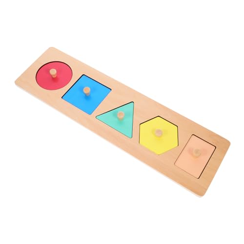 BESTonZON Geometrisches Steckpuzzle Holzspielzeug für Kleinkinder Farbige Formen zum Erkennen und Fördern der Hand Auge Koordination Montessori Lernspiel für Kindergarten und Zuhause von BESTonZON