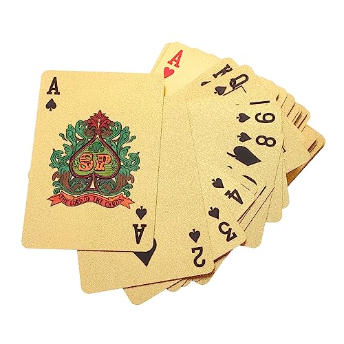 BESTonZON Goldene Pokerkarten Decks Langlebig Für Partys Und Spiele Plattierte Pokerkarten Für Unvergessliche Spielabende von BESTonZON