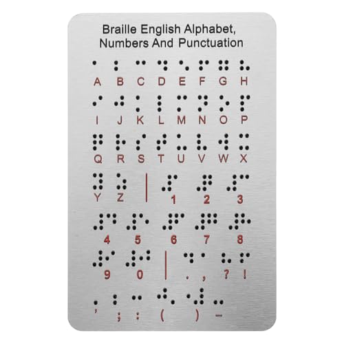 BESTonZON Grundplatte Braille Spiele Braille Holzbrett Alphabet Braille Produkte für Menschen mit Sehbehinderung Lehrwerkzeuge Braille Edelstahl Silber von BESTonZON