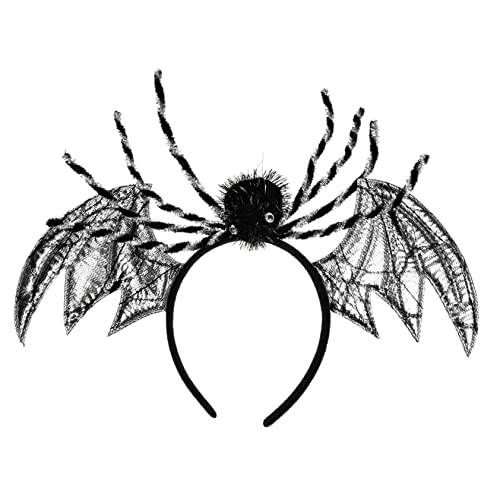 BESTonZON Halloween Fledermaus Haarreif für Frauen Festliches Cosplay Haaraccessoire mit Glitzereffekt für Halloween Party Fotografie und Rollenspiele Silberne Spinnen Deko von BESTonZON