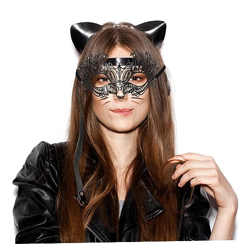 BESTonZON Halloween Halbgesichts Maske aus Metall Schwarze Cosplay Masquerade Party Maske für Karneval Maskenball Halloween Grusel Event Verstellbar und Langlebig BESTonZON Halloween Halbgesichts Maske aus Metall Schwarze Cosplay Masquerade Party Maske für Karneval Maskenball Halloween Grusel Event Verstellbar und Langlebig von BESTonZON