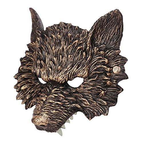 BESTonZON Halloween Wolf Maske Maskerade Wolfsmaske Masken gruselige Halloween-Maske Maske im Horror-Stil halloween costume halloween kleidung neuartige Maske Wolf-Design-Maske Pu Golden von BESTonZON