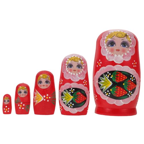 BESTonZON Handbemaltes Matroschka Puppen Set Bunte Russische Holz Nesting Dolls mit Erdbeer-mädchenmotiv Traditionelles Familienspielzeug und Weihnachtliche Tischdekoration BESTonZON Handbemaltes Matroschka Puppen Set Bunte Russische Holz Nesting Dolls mit Erdbeer-mädchenmotiv Traditionelles Familienspielzeug und Weihnachtliche Tischdekoration von BESTonZON