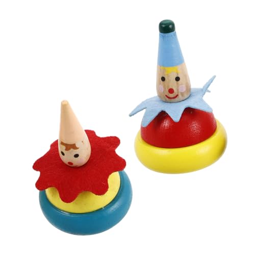 BESTonZON Handgemalte Bunte Clown Kreisel Intelligentes Holzspielzeug Für Kindergarten Mit Lebendigen Farben Und Clown Design Ideales Für Kleine Entdecker von BESTonZON