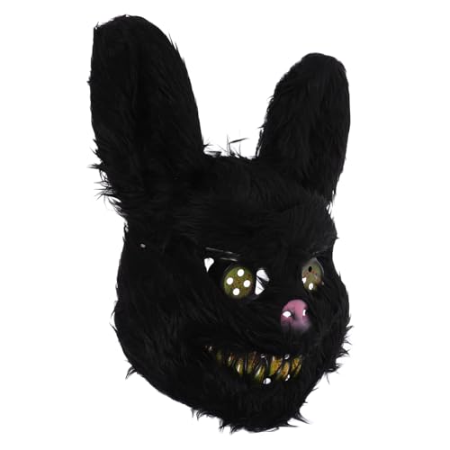 BESTonZON Hasenmaske Bär-kaninchen-maske Pelzige Maske Gruselige Halloween-masken Halloween-kopfbedeckung Hasenohrmaske Led-maskenkostüm Hasen-cosplay Hasen-partydekorationen Kunststoff von BESTonZON
