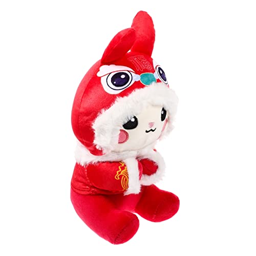 BESTonZON Hasenpuppe Neujahr Kaninchen Stofftier Ausgestopftes Hasen-Maskottchen- Kaninchenpuppenspielzeug Hasenjahr-Maskottchen-Puppe Desktop-kaninchenpuppe Plüsch von BESTonZON