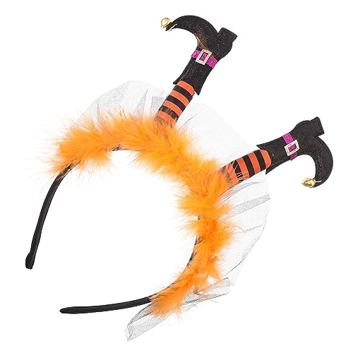 BESTonZON Hexenfuß-stirnband Kopfschmuck Requisiten Halloween-stirnbänder Für Frauen Animieren Neuartiges Stirnband Funkeln Halloween-party-stirnband Volles Gesicht Outfit Stoff Orange von BESTonZON