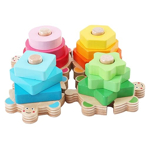 BESTonZON Holz Bausteine Für Spalten Geometrisches Puzzle Fördert Kreativität Und Hand Auge Koordination Für Jungen Und Ab Monaten Sicheres Holzspielzeug von BESTonZON