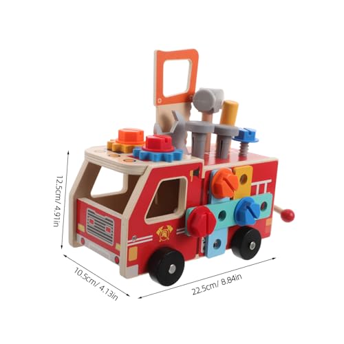 BESTonZON Holz Baustellenwagen mit Schrauben und Muttern Montessori Stem Lernspielzeug für Fördert Feinmotorik Hand Auge Koordination und Kreatives Pädagogisches Werkzeug Set von BESTonZON