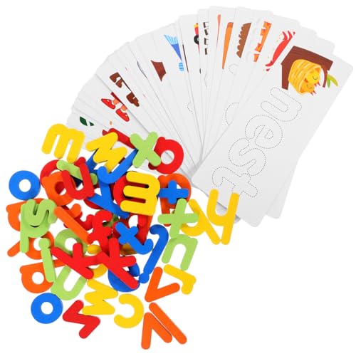 BESTonZON Holz Buchstaben Lernspielzeug für Teiliges Alphabet Kognitive Rechtschreibspiele Vorschulspielzeug Gedächtnis und Hand Auge Koordination von BESTonZON