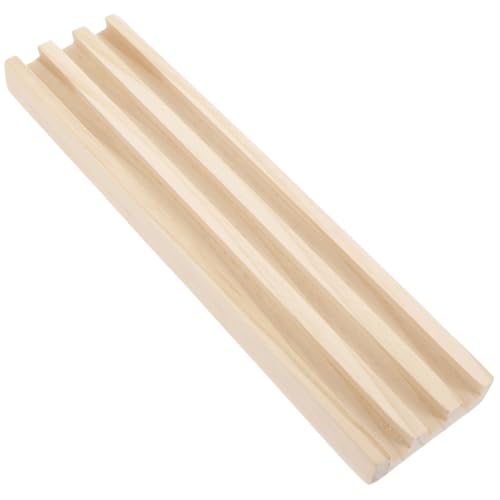 BESTonZON Holz Domino Halter mit Rutschfester Unterlage Stabiles Domino Rack aus Natürlichem Kiefernholz Vielseitiges Tabletop Spielstein Organizer von BESTonZON