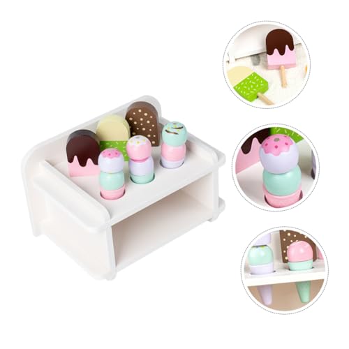 BESTonZON Holz Eiscreme Modell mit Ständer Realistische Fake EIS Deko Langlebige Holzmaterialien Fotorequisite für Partydekoration und Spielzeugladen und Stilvoll von BESTonZON