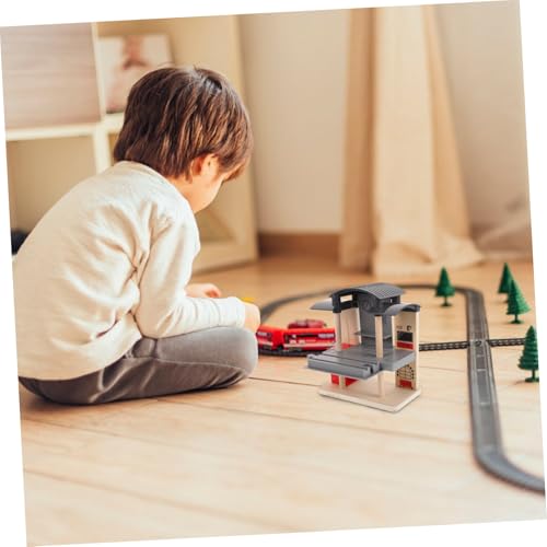 BESTonZON Holz Eisenbahn Station mit Zubehör Kreative Bausteine für Sicherer Holzspielzeug zubehör für Fantasievolles Bauen und Motorische für Gruppen Familienspiel von BESTonZON