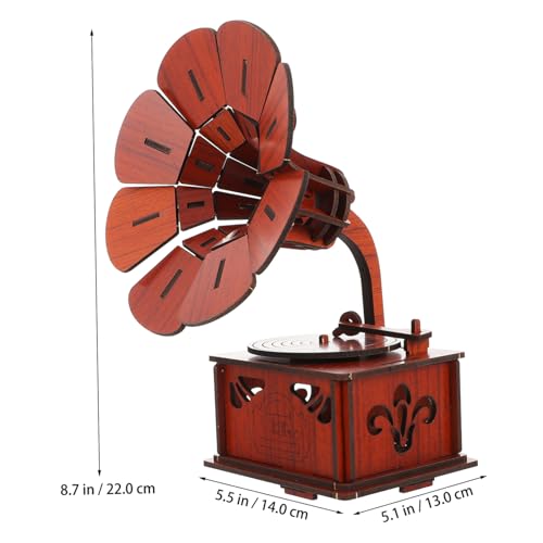 BESTonZON Holz Gramophon Puzzle Modell Stabiles DIY Bausatz für Pädagogisches Lernspielzeug Kreatives Handwerk Geschenk für Jungen und Mädchen von BESTonZON