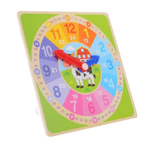 BESTonZON Holz Lernuhr für Bunte Zahlen Lernspielzeug zur Zeitbestimmung Montessori Uhrzeit Lernhilfe Pädagogisch Fördernd für Geistige Entwicklung und Motorische Fähigkeiten von BESTonZON