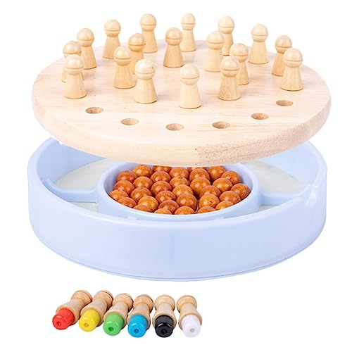 BESTonZON Holz Memory Schachspiel Lernspielzeug Pädagogisches Brettspiel mit Farbigem Gedächtnistraining Nachhaltiges Holzmaterial Fördert Konzentration und Farberkennung für Mädchen und von BESTonZON