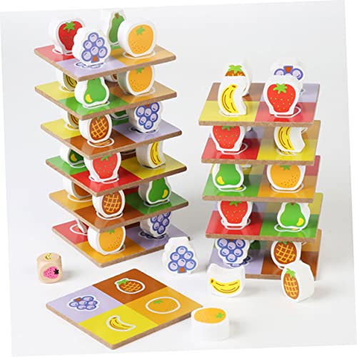 BESTonZON Holz Obst Stapelturm für Ab Jahr Buntes Montessori Balancespiel Fantasie Motorischen Fähigkeiten und Farberkennung Sicher und Glatt Verarbeitet von BESTonZON
