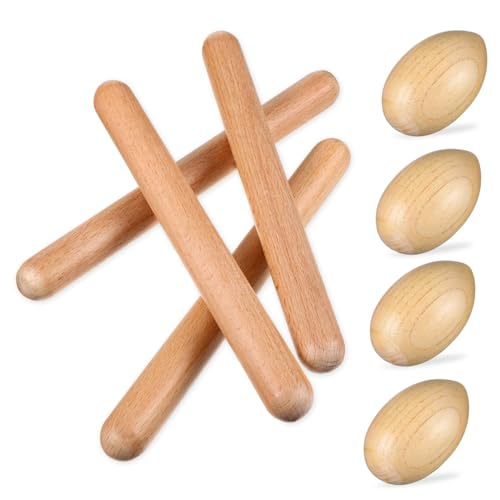 BESTonZON Holz Percussion Instrument Set Teilig mit Rhythmischen Sand eiern und Sicheren Rundstäben Fördert Musiktraining Hand Auge koordination Geeignet für Junge Musiker und von BESTonZON