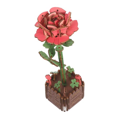 BESTonZON Holz Puzzle Blume mit Vase DIY Holz Blumenstrauß Bausatz Natürliches Material Entspannendes Stem Lernspielzeug Künstlerische Heimdekoration Geschenk für Valentinstag und Feiertage von BESTonZON